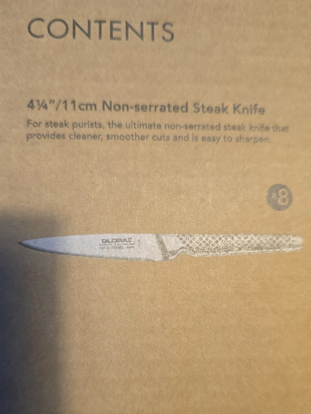 NEW!!! Global Classic Steak Knives in Acacia Gift Box, Set of 8, Made In Japan